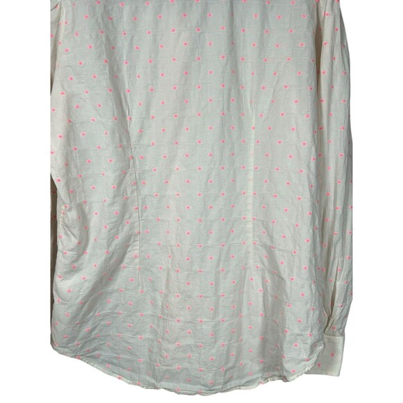 The Shirt Rochelle Behrens Blouse Pink Polka Dot Button Down Medium Preppy - Picture 11 of 12